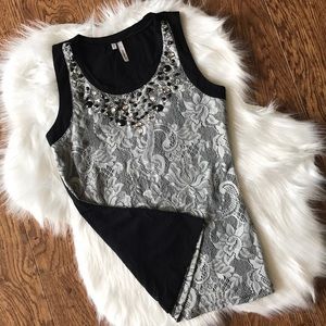 Studio Y Tops - Women’s lace tank with embellishments Studio Y Tops - Women’s lace tank with embellishments